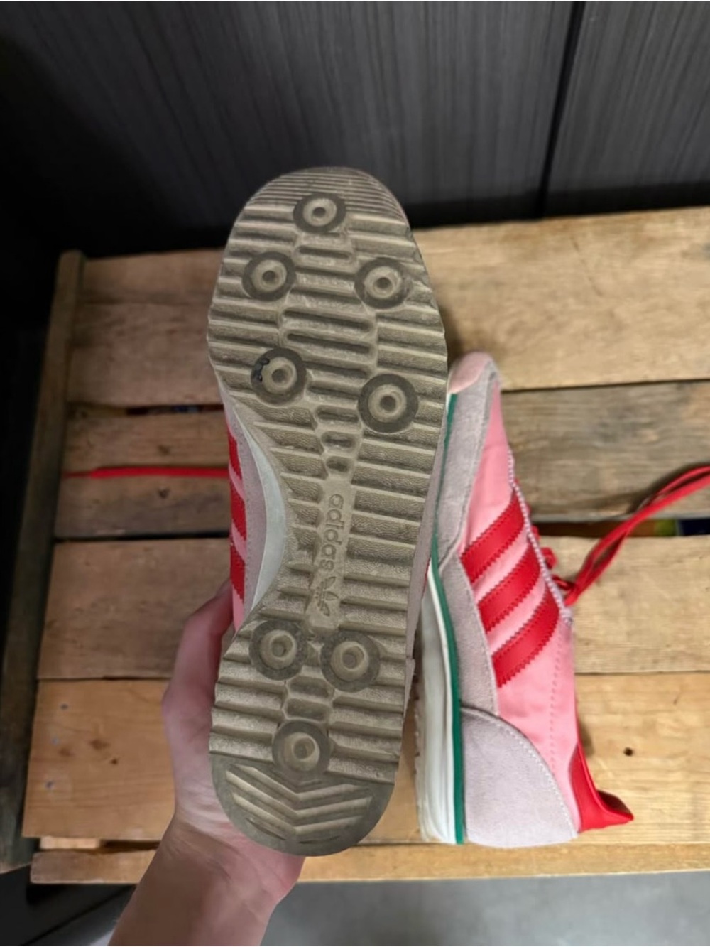 adidas Pink and Red Retro Low-Top Sneakers - Picture 3 of 6
